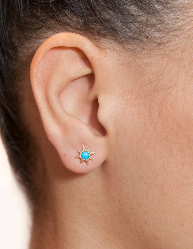 Turquoise Aztec Micro Starburst Post Earrings