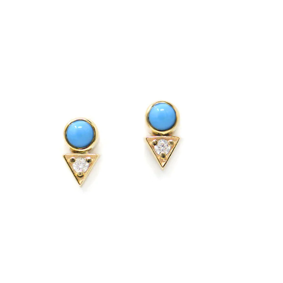 Turquoise Cleo Deco Stud Earrings