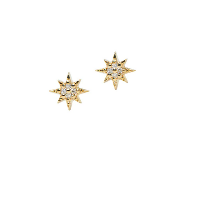 Diamond Aztec Micro North Star Post Earrings