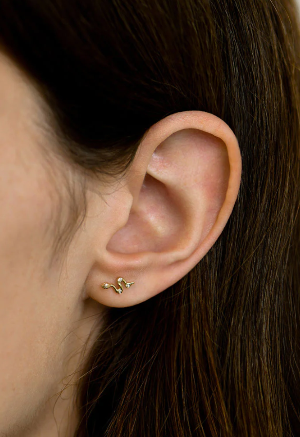 Anzie X Mel Soldera Diamond Snake Post Earrings