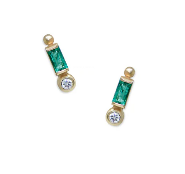 Emerald Cleo Baguette Post Earrings