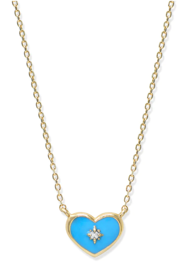 Turquoise Icon Enamel Pendant Heart Necklace