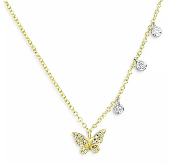 Dainty Diamond Butterfly Necklace