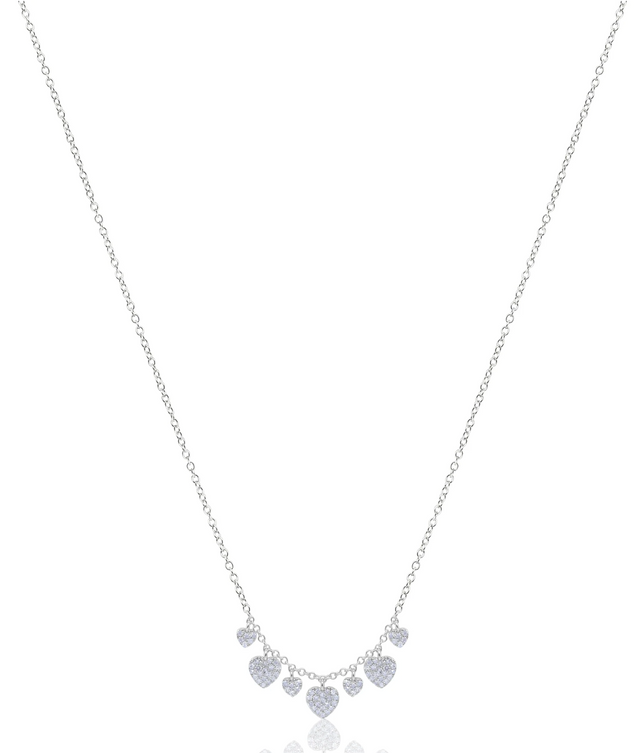 White Gold Diamond Hearts Necklace