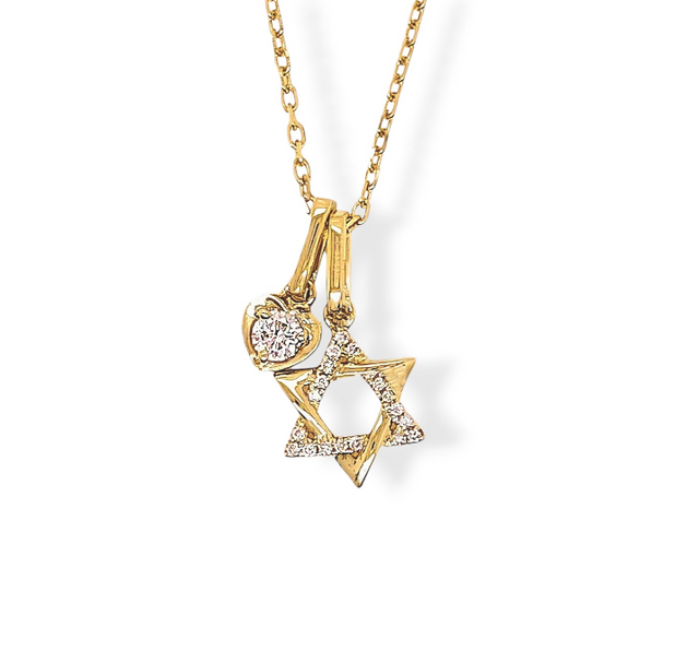 Star of David Happy Charm Necklace