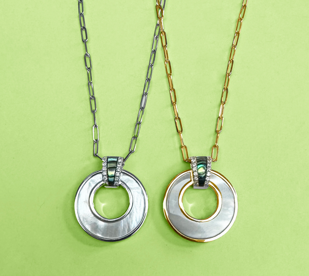 Open Rhodes Round Pendant Necklace