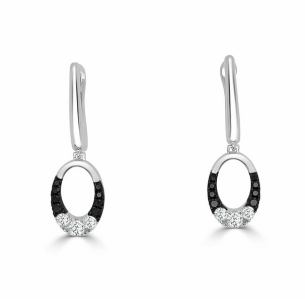 White and Black Diamond Clip II Earrings