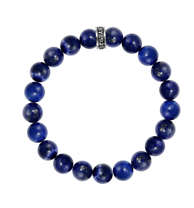 10mm Plain Lapis Beaded Bracelet