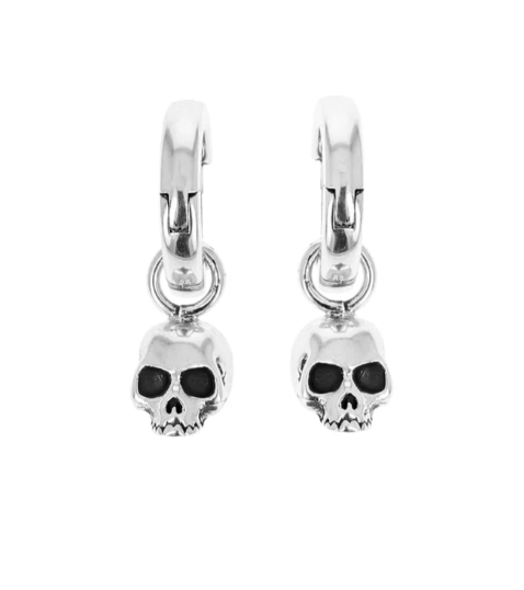 Skull Earrings with Hinged Back