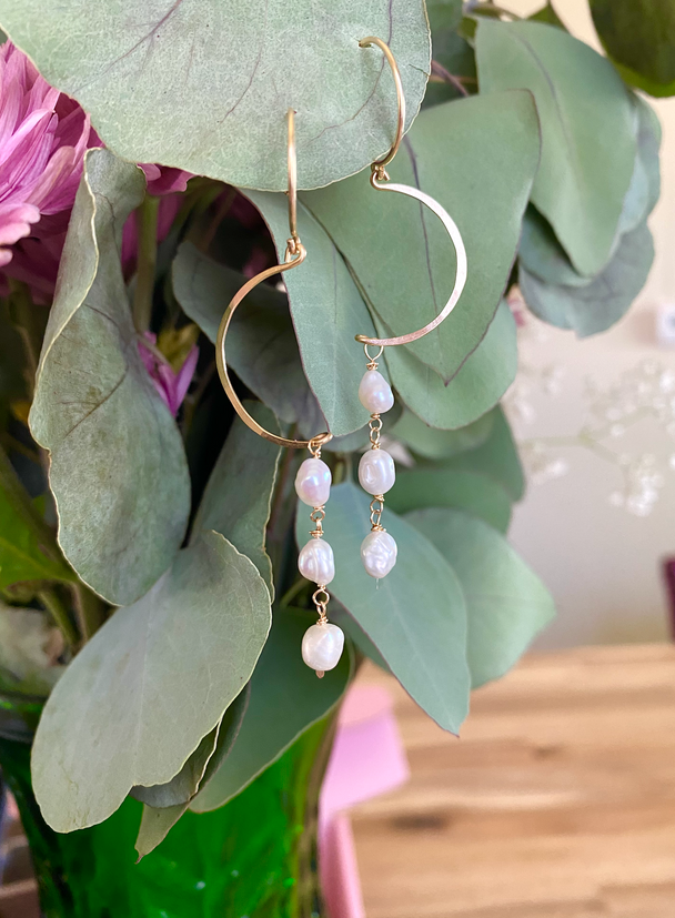 Freshwater Pearl "C" Shape Earrings