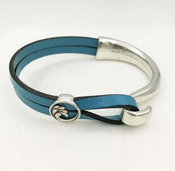 Blue Open Wave Half Cuff Bracelet