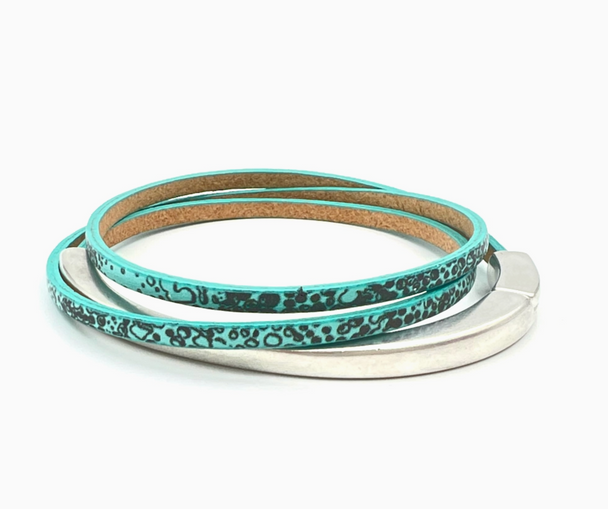 Raindrop Blue Skinny Wrap Bracelet