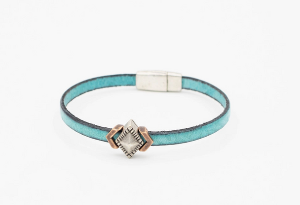 Turquoise Silver Diamond Bracelet