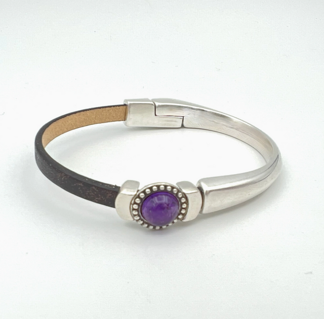 Amethyst Copper Gemstone Magnetic Half Cuff