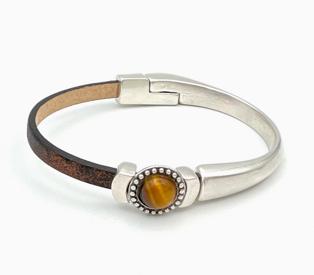 Tiger-Eye Gemstone Magnetic Half Cuff