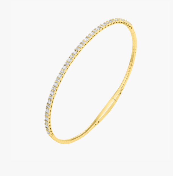 14K Yellow Gold Natural Diamond Flexi Bangle