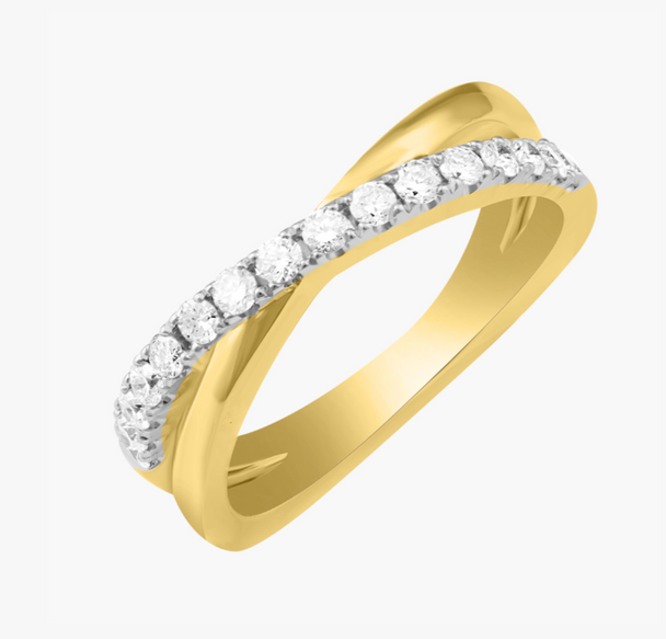 Natural Diamond Criss-Cross Ring