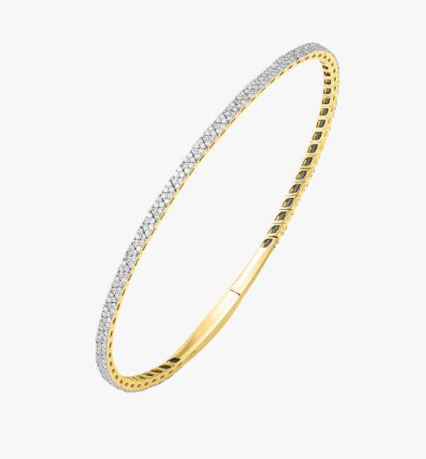 14K Yellow Gold Natural Diamond Charming Flexi Bangle