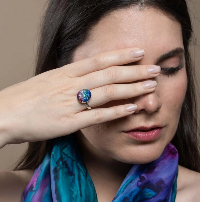 Silver and Crystal Brilliant Moon Adjustable Ring