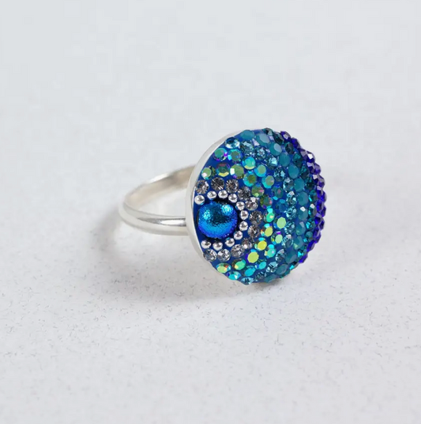 Silver and Crystal Brilliant Moon Adjustable Ring