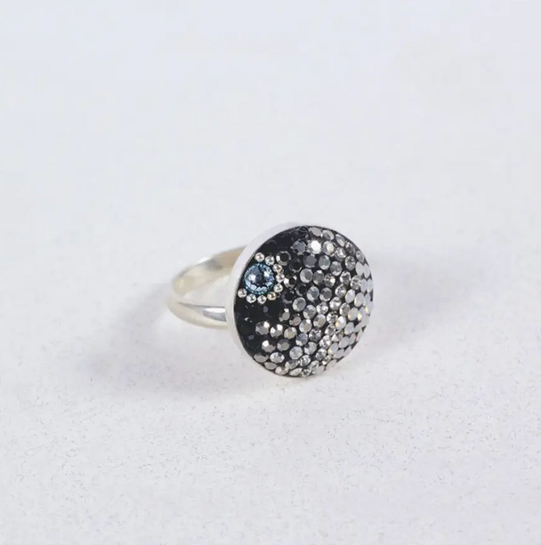 Silver and Crystal Brilliant Moon Adjustable Ring