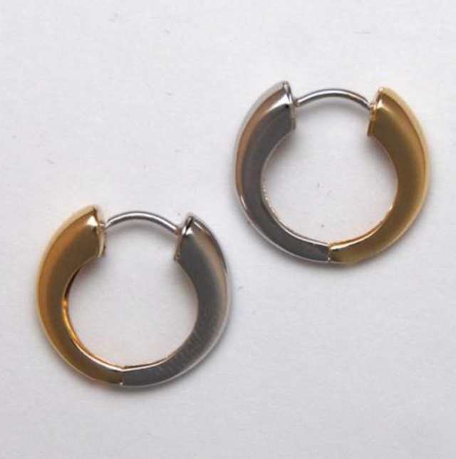 Two Tone 14K Gold Round Hoop Earrings