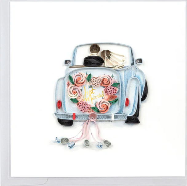Quilled Just Married Wedding Card