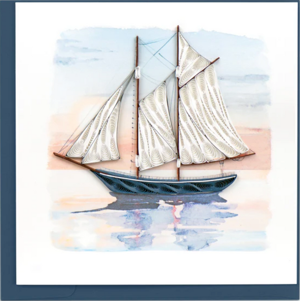 Quilled Schooner at Sunset Greeting Card