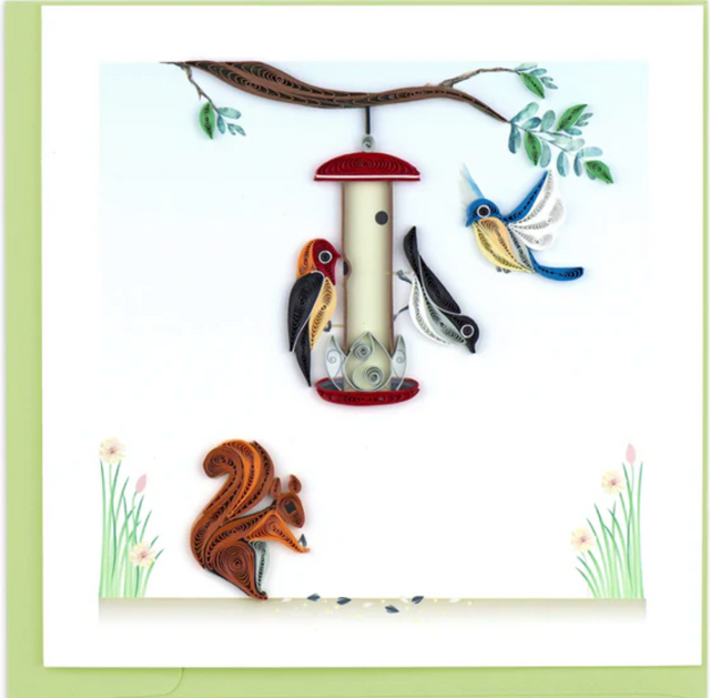 Bird Feeder Quilled Greeting Card
