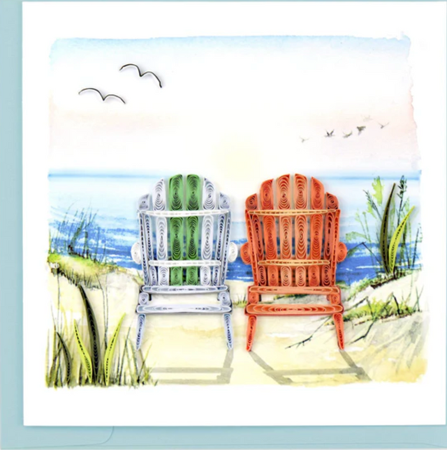 Beach Adirondack Chairs Quilled Greeting Card
