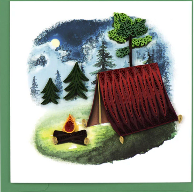 Camping Scene Quilled Greeting Card