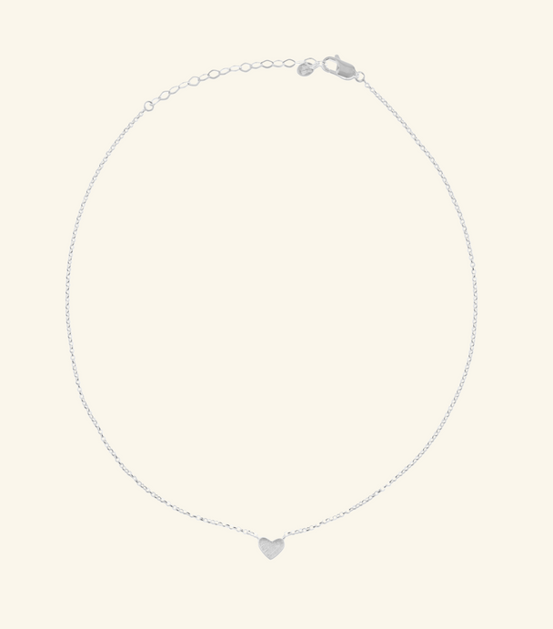 Textured Heart Charm Necklace