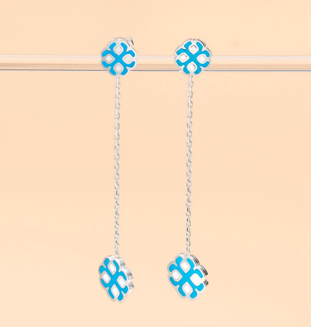 Turquoise Enamel Drop Post Earrings