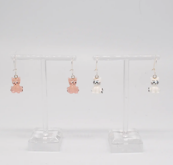 Mini Glass Cat Earrings
