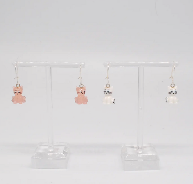 Mini Glass Cat Earrings