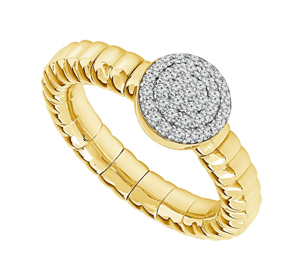 1/5 CT Round Pave 14K Yellow Gold Flexi Band