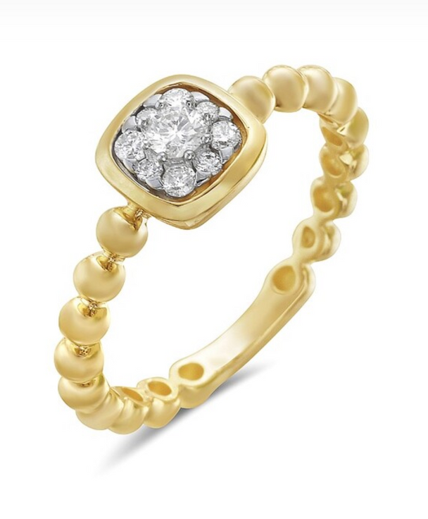 Pave Diamond Cushion Cut Style Ring