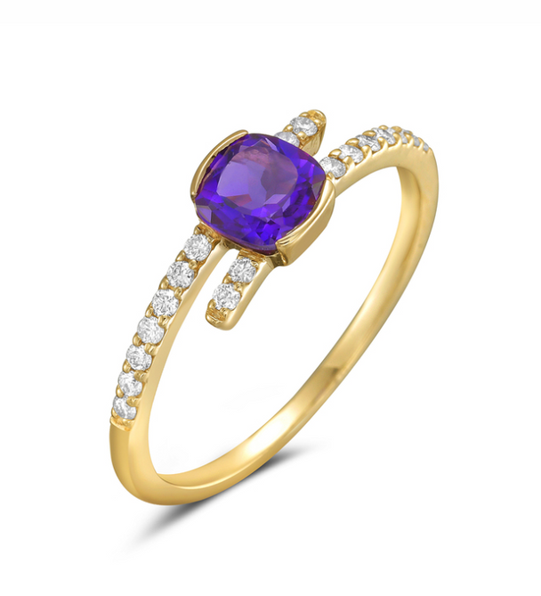 Half Bezel Amethyst Ring