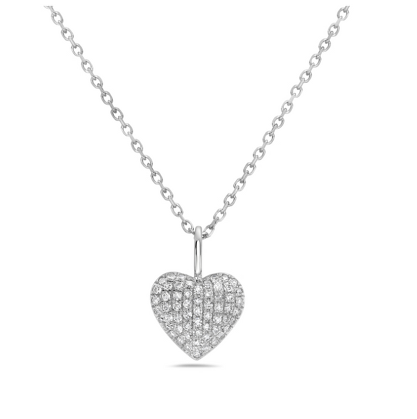Pave Set Diamond Heart Pendant Necklace