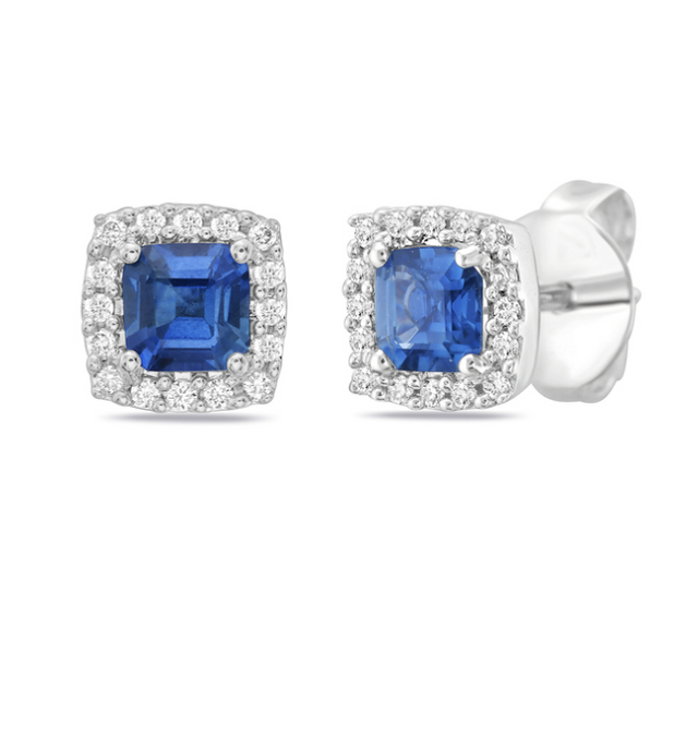 Diamond and Sapphire Post Earrings