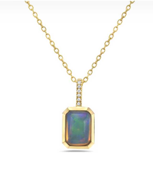 Opal and Diamond Pendant Necklace