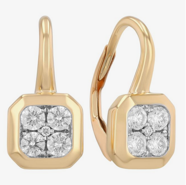 Jolie Octagon White Diamond Earrings