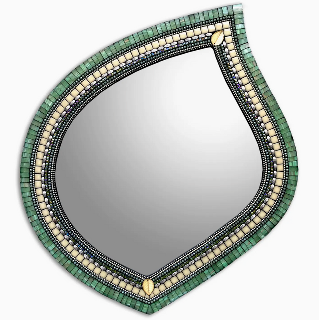 Jade Cream Leaf Mirror