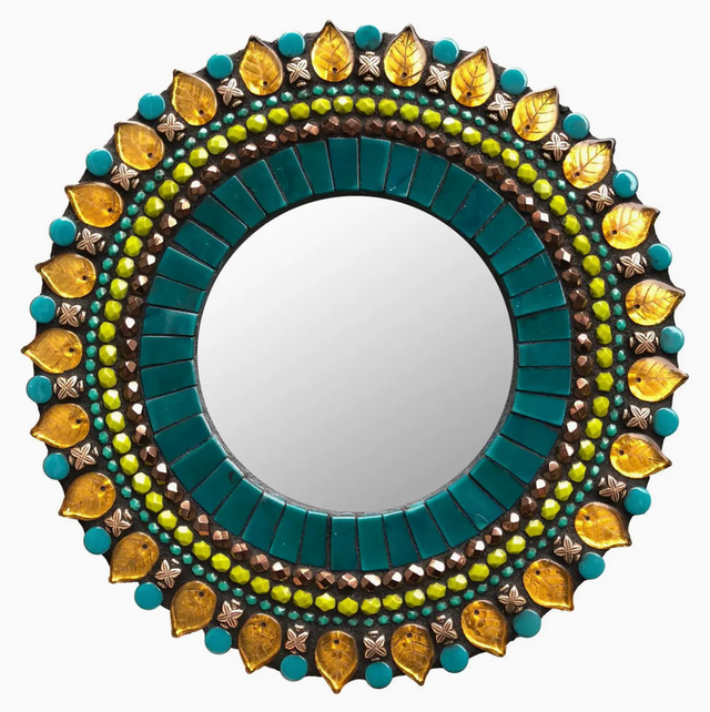 Teal Amber Mosaic Mirror