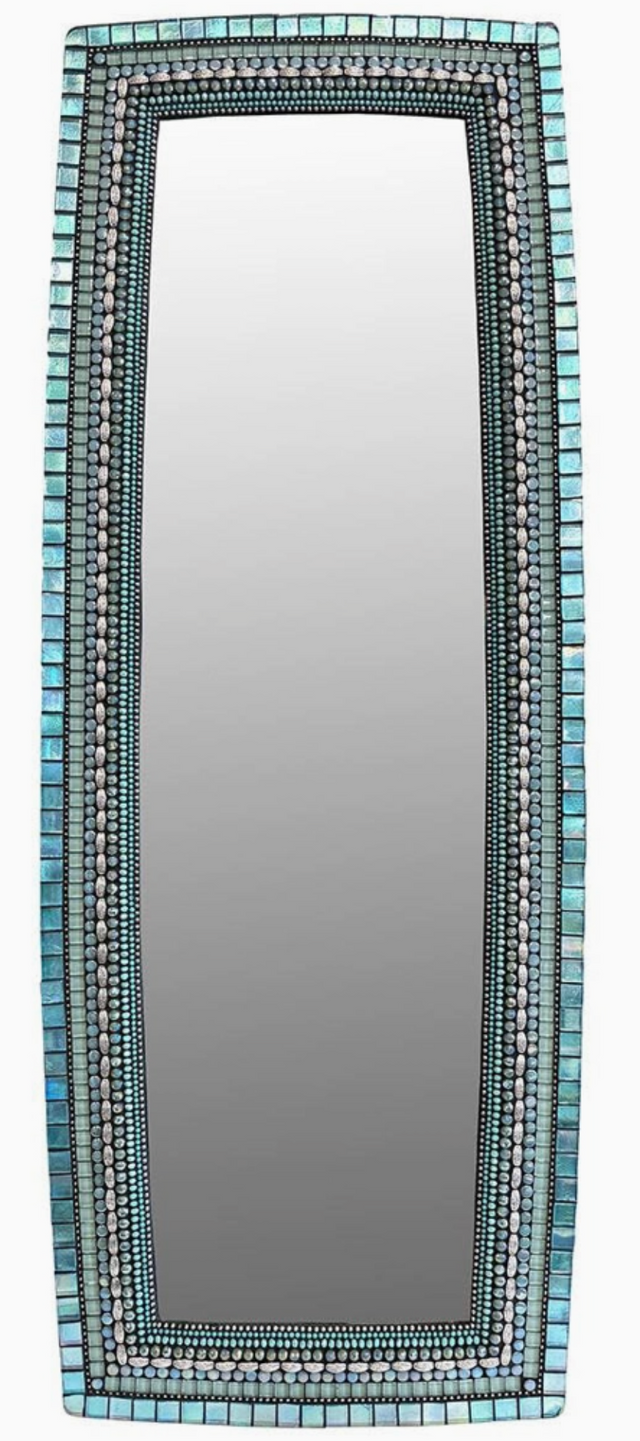 Turquoise Rounded Rectangular Mirror