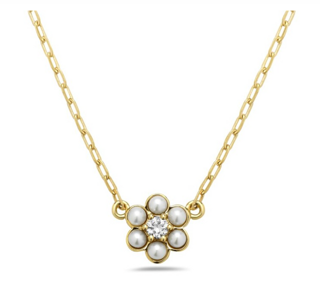 Freshwater Pearl Flower Dot Necklace