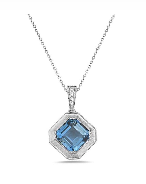 Blue Topaz Hexagon Shaped Necklace