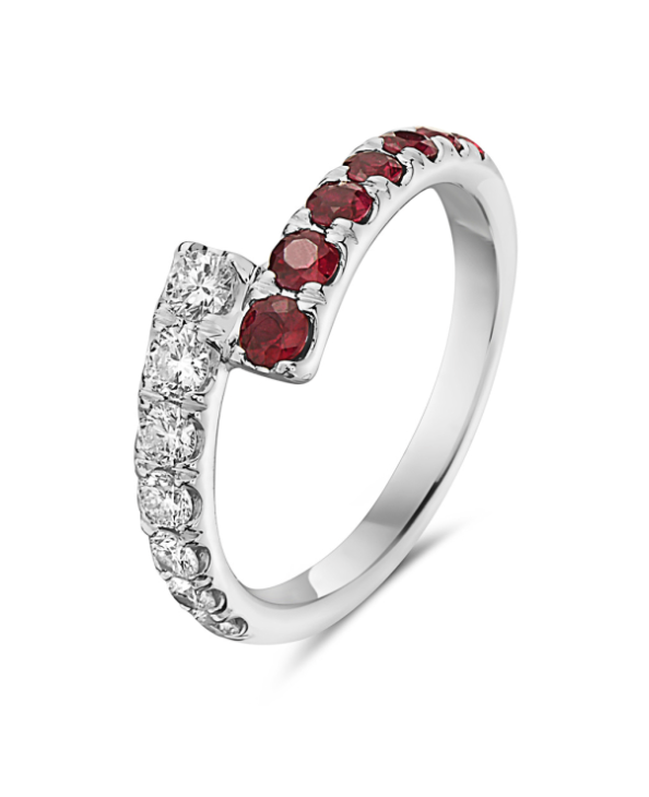 Ruby and Diamond Bypass Ring