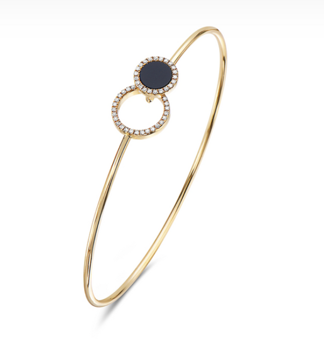 Black Onyx and Diamond Overlapping Circle Bracelet