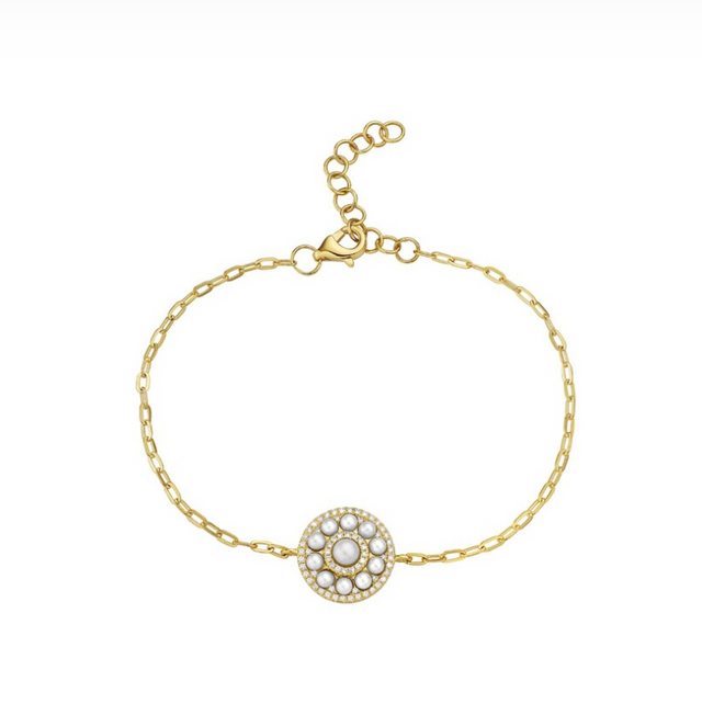 Pearl and Diamond Medallion Bracelet